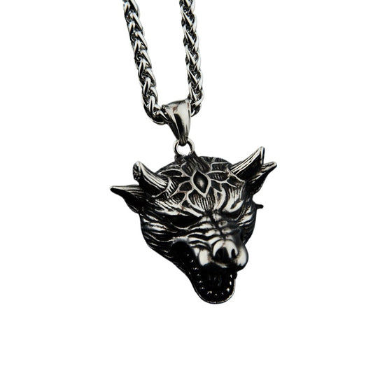 Hipster Dark Street Style: Wolf Head Anchor Pendant Necklace for Men