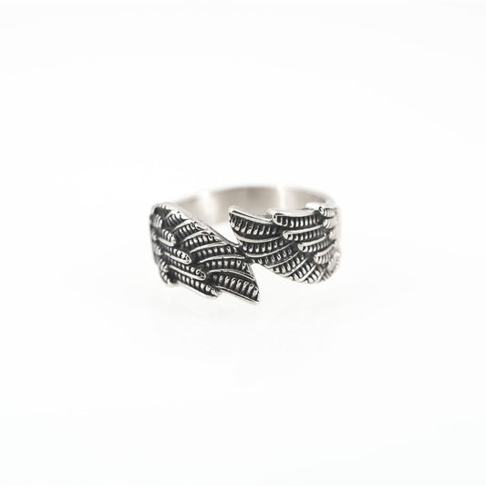 Trendy Angel Wings Titanium Steel Ring - Men's Retro Street Fashion Accessory