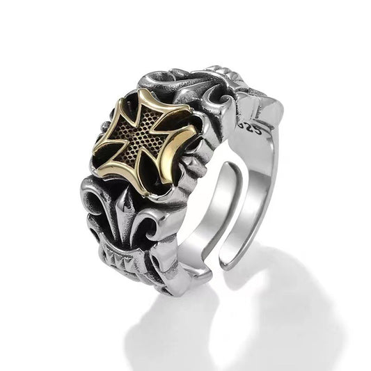 Men's Hip Hop Cross Anchor Ring, Punk Style Trendy Statement Ring for Men