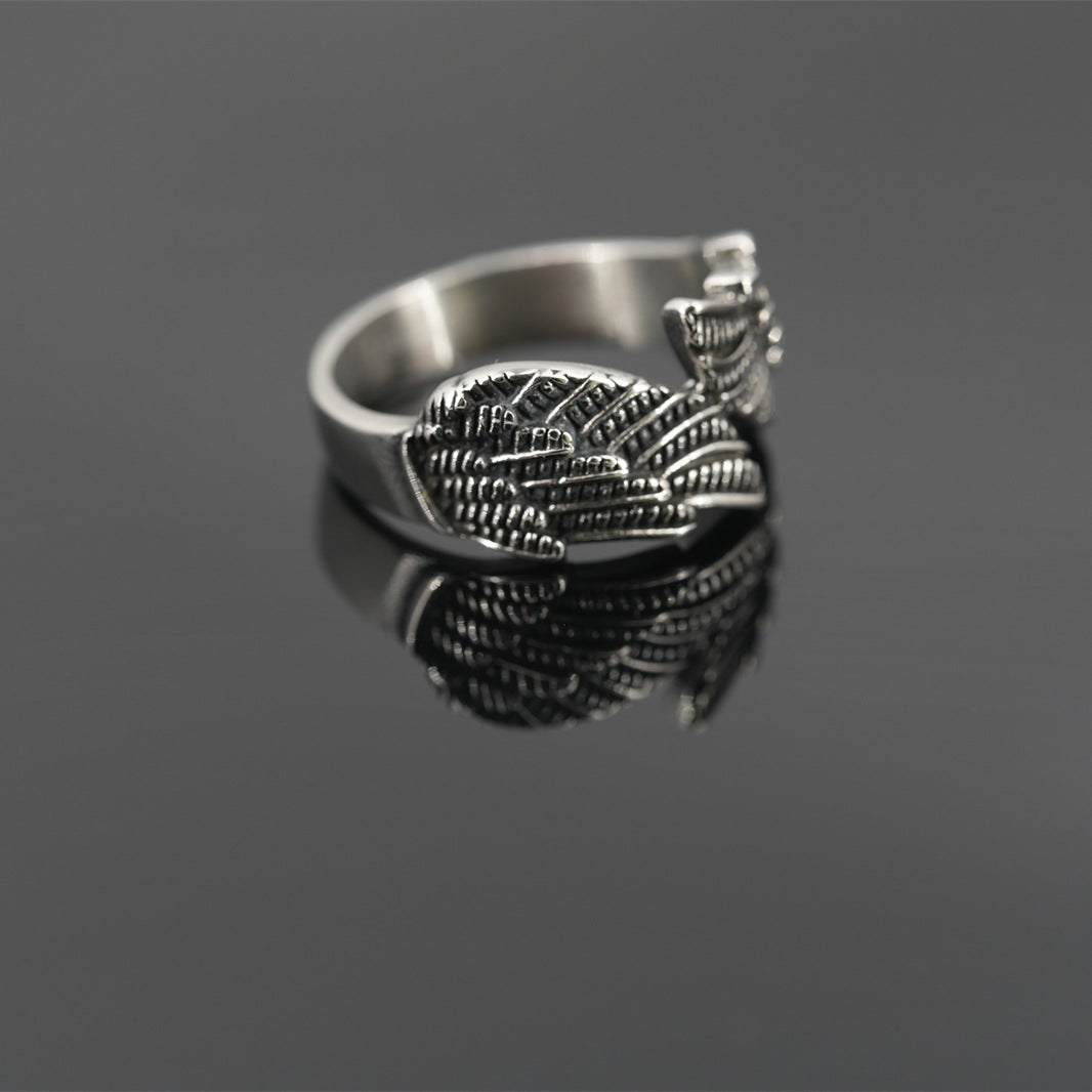 Trendy Angel Wings Titanium Steel Ring - Men's Retro Street Fashion Accessory