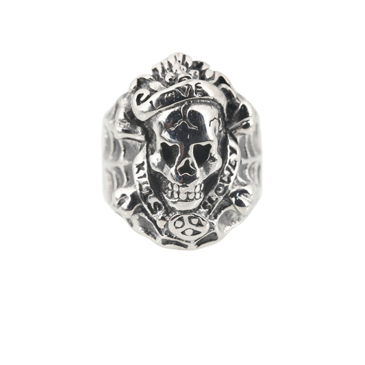 Street Punk Skull Ring for Men, Hip-hop Style Jewelry with European American Domineering Flair, Vintage Titanium Steel Accessory