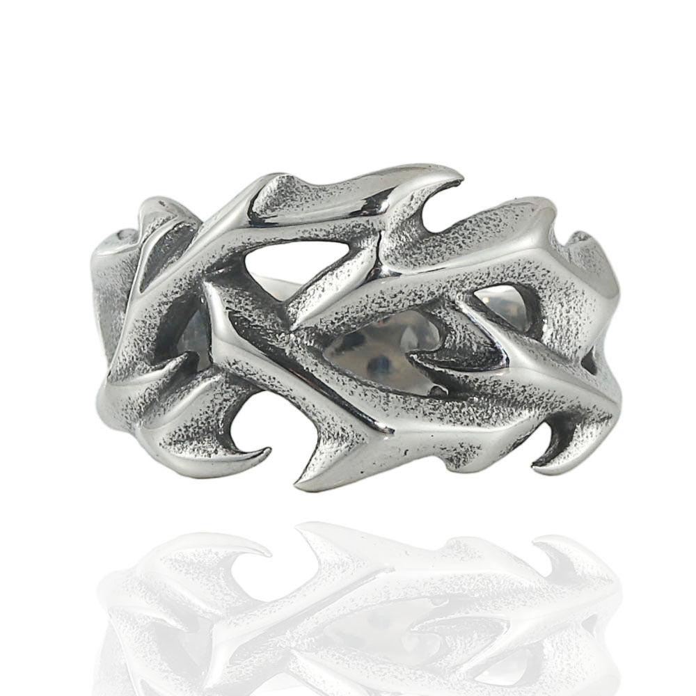 Punk Stainless Steel Dinosaur Ring, Men's Hollow Dragon Ring Jewelry with Vintage Charm