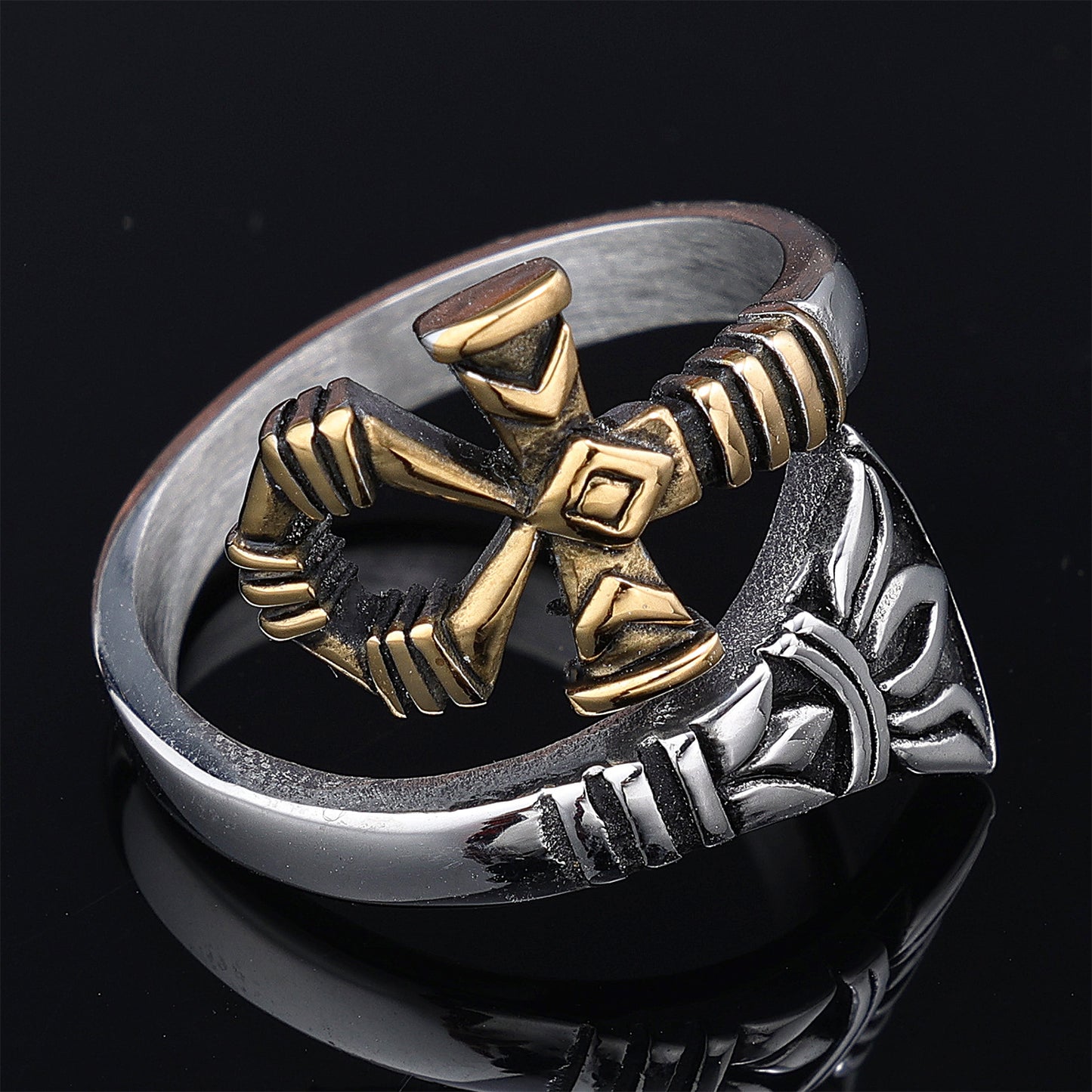 Rock the Punk Look with Faith Cross Ring - Showcase Your Style with Attitude