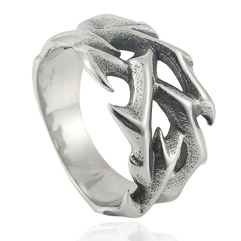 Punk Stainless Steel Dinosaur Ring, Men's Hollow Dragon Ring Jewelry with Vintage Charm