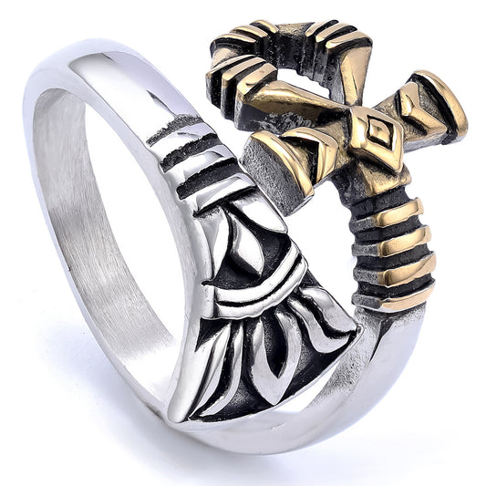 Rock the Punk Look with Faith Cross Ring - Showcase Your Style with Attitude