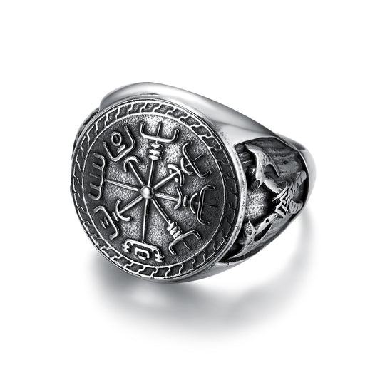 Viking Totem Ring for Men, Double Axe Design European American Style Jewelry