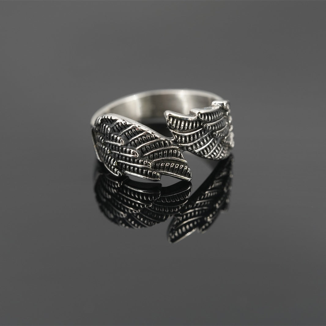 Trendy Angel Wings Titanium Steel Ring - Men's Retro Street Fashion Accessory