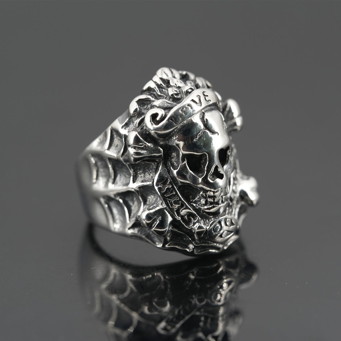 Street Punk Skull Ring for Men, Hip-hop Style Jewelry with European American Domineering Flair, Vintage Titanium Steel Accessory