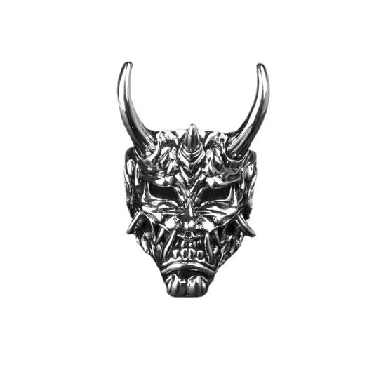 Hip-hop Bodhisattva Mask Ring: Street-wise European and American Personalized Hip-hop Bodhisattva Mask Ring for Men, Trendy and Versatile Index Finger Ring Hand Jewelry