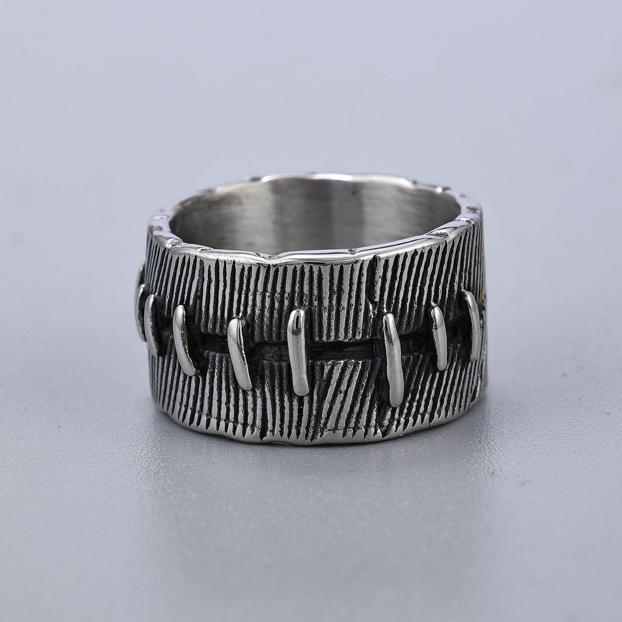 Men's Dark Punk Stitch Design Ring, Must-Have Trendy Gothic Ring for Men