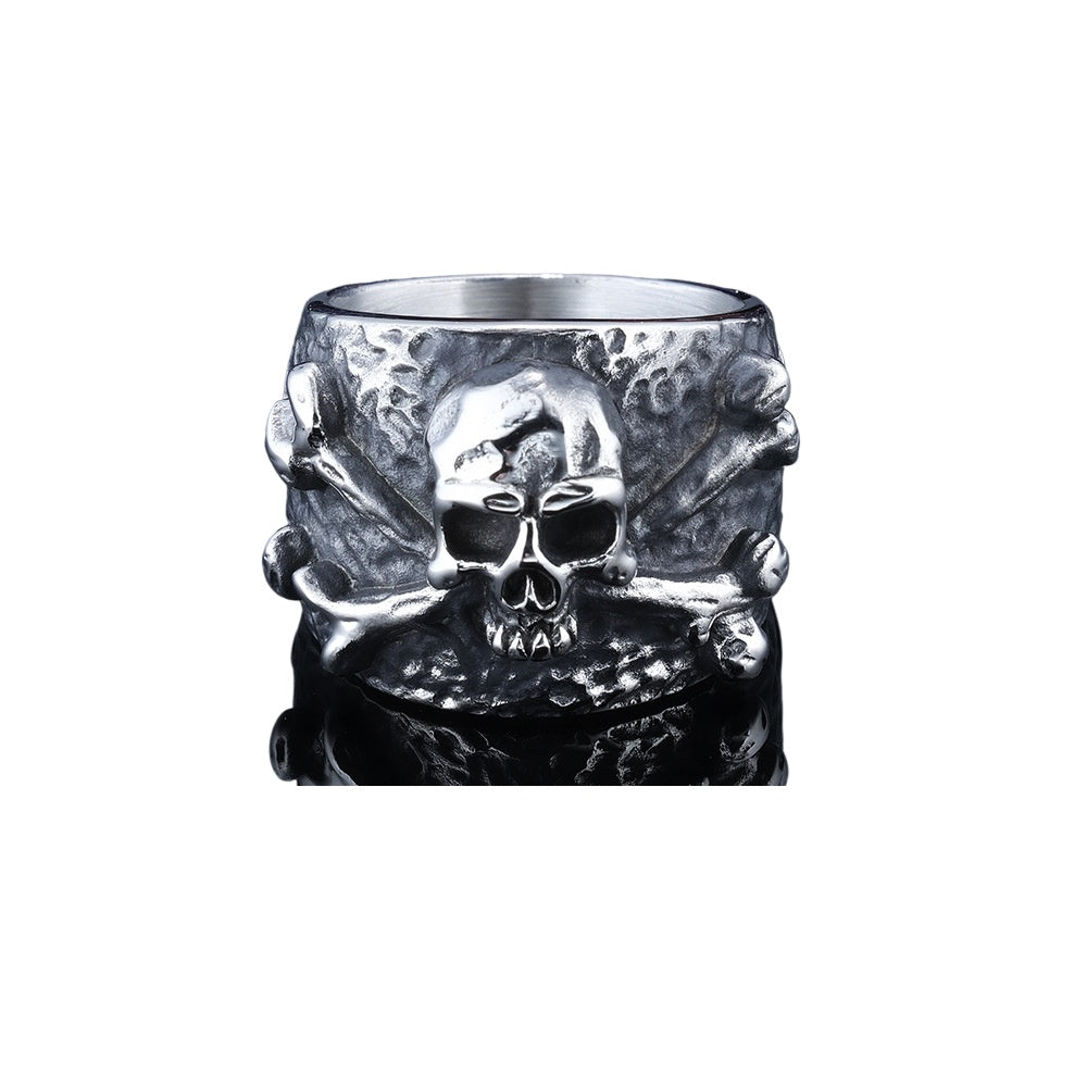 Men's Punk Skull Ring Vintage Gothic Style Unique Statement Ring for Men